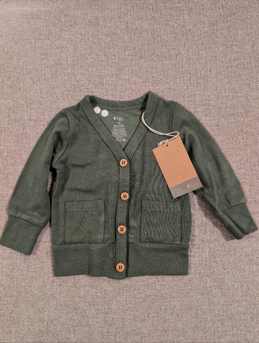 Kyte Baby Bamboo Jersey Cardigan Green 3-6 Months
